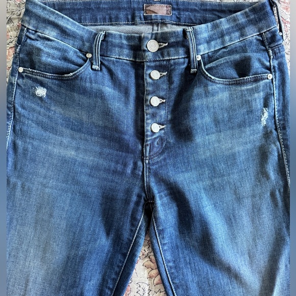 MOTHER The Pixie Skinny Button Fly Denim Jeans in Echoes Size 28 - Picture 6 of 8